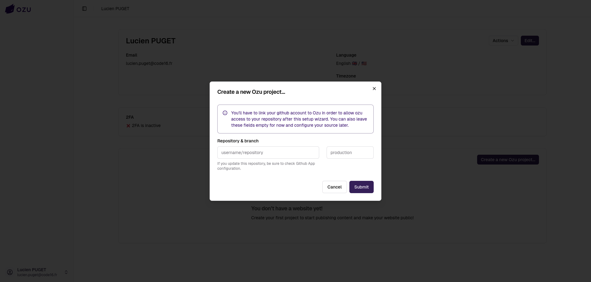 Source repository configuration