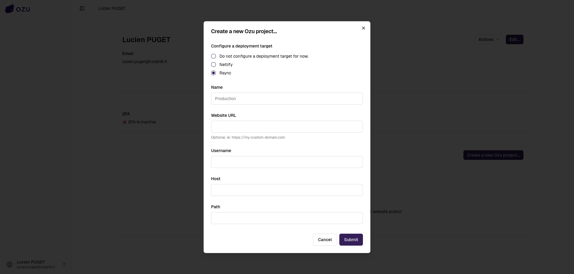 Rsync deployment target configuration